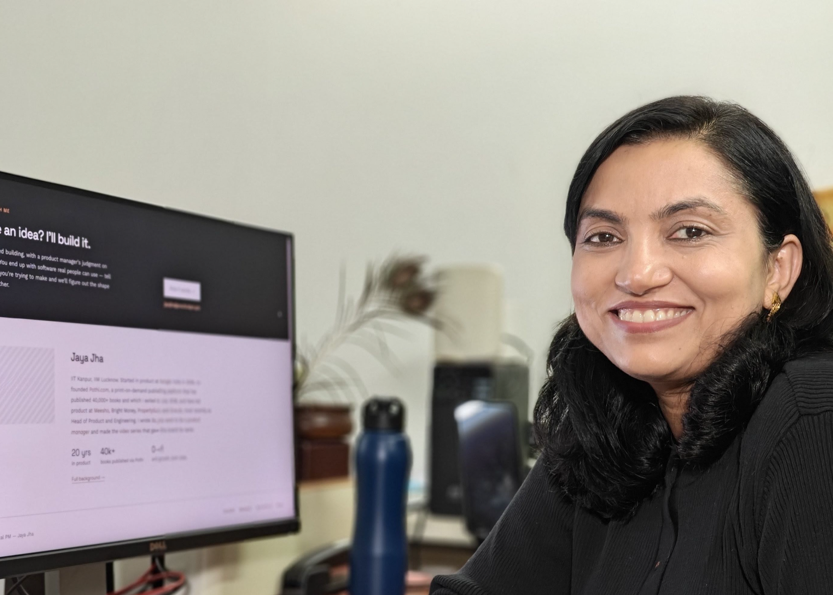 Jaya Jha at her desk